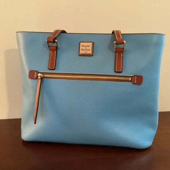 Dooney & Bourke Blue Pebbled Leather Satchel Handbag w Dust Bag - Picture 2 of 9